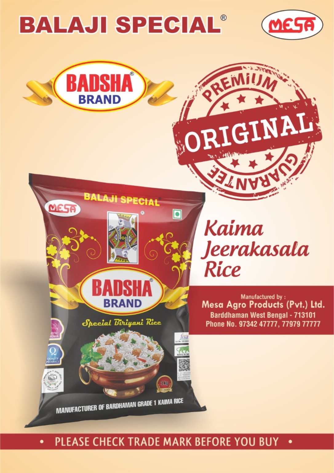 Badsha Brand Balaji Special Kaima Jeerakasala rice advertisement